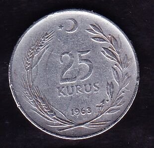 1963 Yılı 25 Kuruş Düz