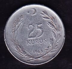 1963 Yılı 25 Kuruş Düz
