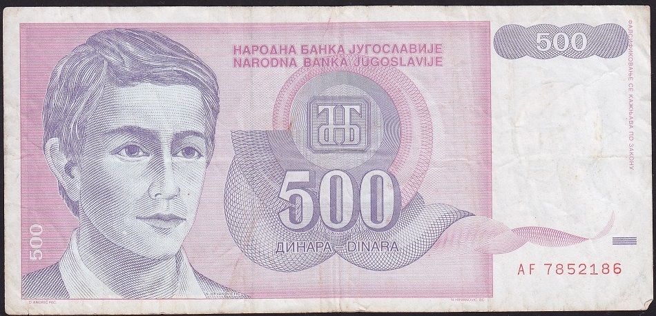 Yugoslavya 500 Dinar 1992 Çok Temiz