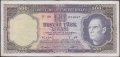 5.Emisyon 4.Tertip 500 Lira T40 024047 Çok Temiz +