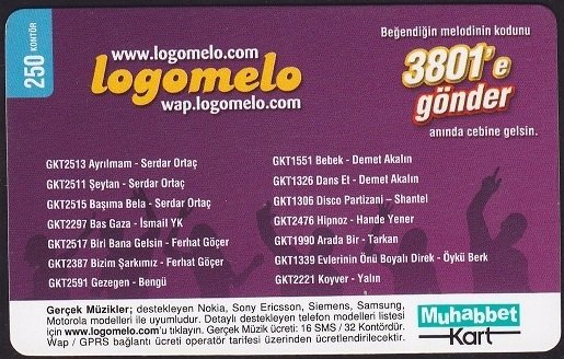 Turkcell Muhabbet Kart 250 Kontör 2010