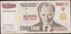 7.Emisyon 5 000 000 Lira J50 688659 Temiz