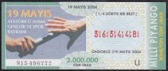 2004 19 MAYIS ÇEYREK BİLET U SERİSİ