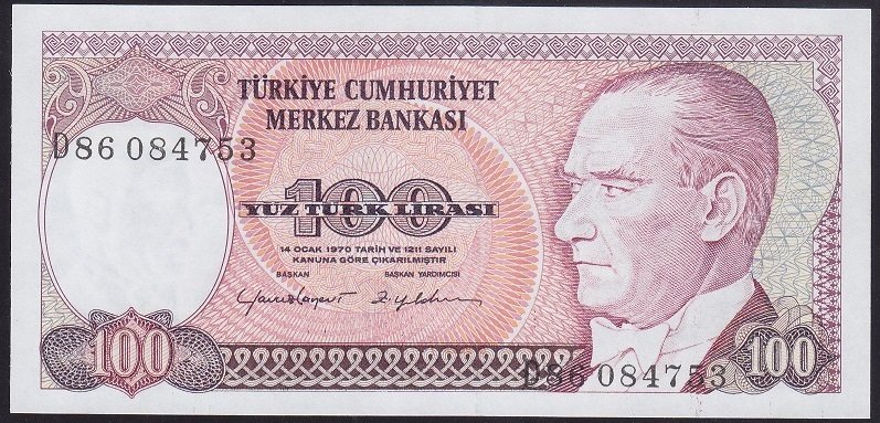 7.EMİSYON 2.TERTİP 100 LİRA D86 084753 ÇİLALTI ÇİL