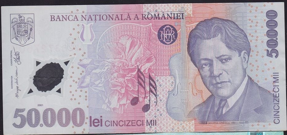 Romanya 50000 Lei 2001 Çok Temiz+ Polimer