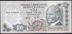 6.Emisyon 2.Tertip 100 Lira H08 728496 Çok Temiz+