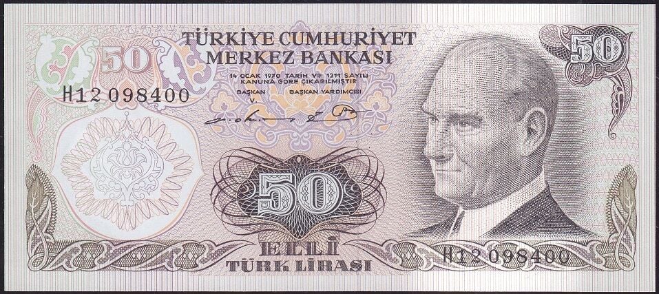 6.Emisyon 1.Tertip 50 Lira H12 098400 Çil