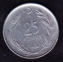 1964 Yılı 25 Kuruş Ters
