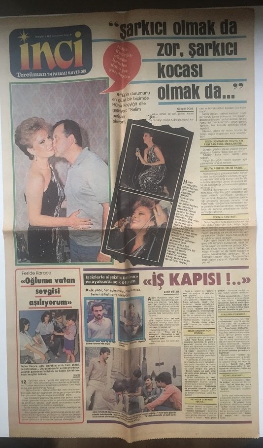 1983 YILI TERCUMAN GAZETESİ İNCİ EKİ - HÜLYA KOÇYİĞİT - EMEL SAYIN - NİL BURAK -