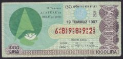 1987 19 TEMMUZ ÇEYREK BİLET N SERİSİ