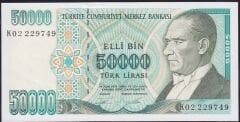 7.Emisyon 2.Tertip 50000 Lira K02 229749 Çilaltı Çil