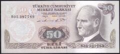 6.Emisyon 1.Tertip 50 Lira H05 387789 Çok Çok Temiz+