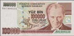 7.Emisyon 3.Tertip 100000 Lira H07 806121 Çilaltı Çil