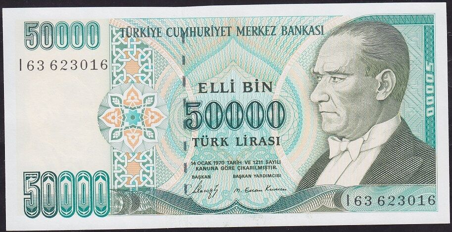 7.Emisyon 1.Tertip 50000 Lira I63 623016 Çil