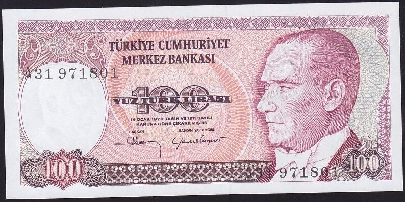 7.Emisyon 1.Tertip 100 Lira A31 971801 Çil