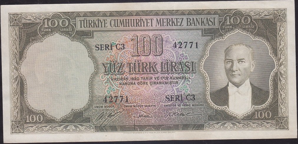 5.Emisyon 1.Tertip 100 Lira C3 42771 Ççt +