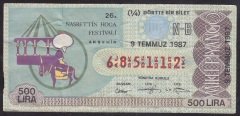 1987 9 TEMMUZ ÇEYREK BİLET N-B SERİSİ