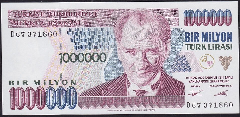 7.Emisyon 1.Tertip 1 000 000 Lira D67 371860 Çilaltı Çil