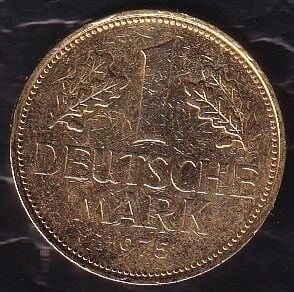 Almanya 1 Mark 1975 J ( Altın Suyuna Batırılmış )
