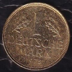Almanya 1 Mark 1975 J ( Altın Suyuna Batırılmış )