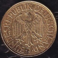 Almanya 1 Mark 1975 J ( Altın Suyuna Batırılmış )
