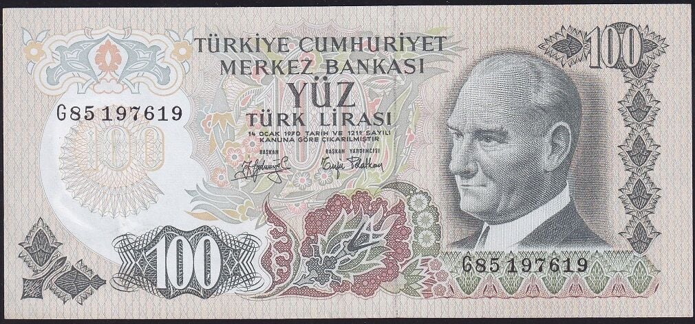 6.Emisyon 2.Tertip 100 Lira G85 197619 Çilaltı