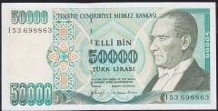 7.Emisyon 1.Tertip 50000 Lira I53 698863 Çil