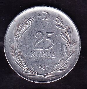 1967 Yılı 25 Kuruş Düz