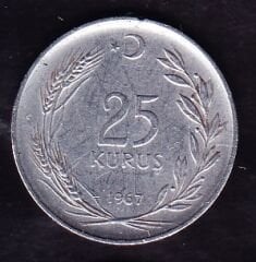 1967 Yılı 25 Kuruş Düz