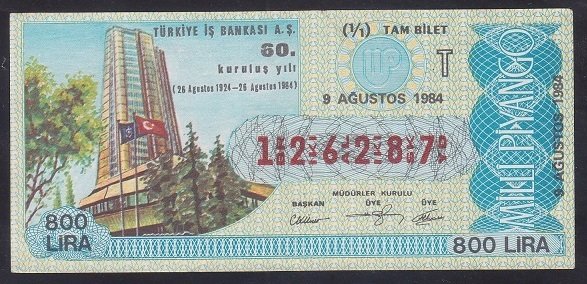 1984 9 AĞUSTOS TAM BİLET T SERİSİ