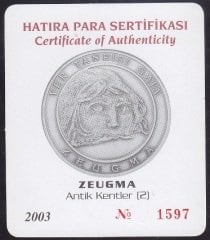 Hatıra Para Sertifikası - Zeugma 2003