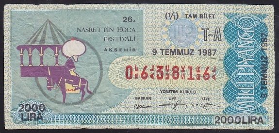 1987 9 TEMMUZ TAM BİLET T-A SERİSİ