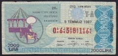 1987 9 TEMMUZ TAM BİLET T-A SERİSİ