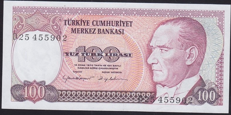 7.EMİSYON 2.TERTİP 100 LİRA D25 455902 ÇİL