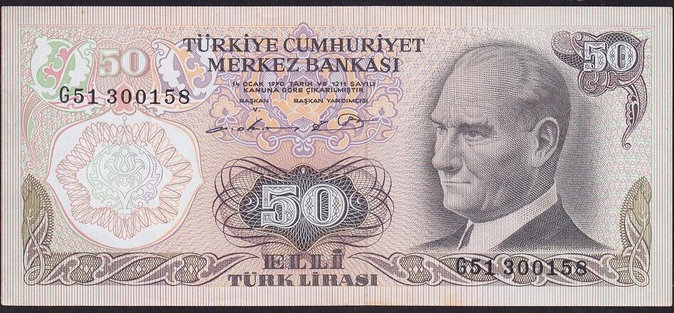 6.Emisyon 1.Tertip 50 Lira G51 300158 Çok Çok Temiz+