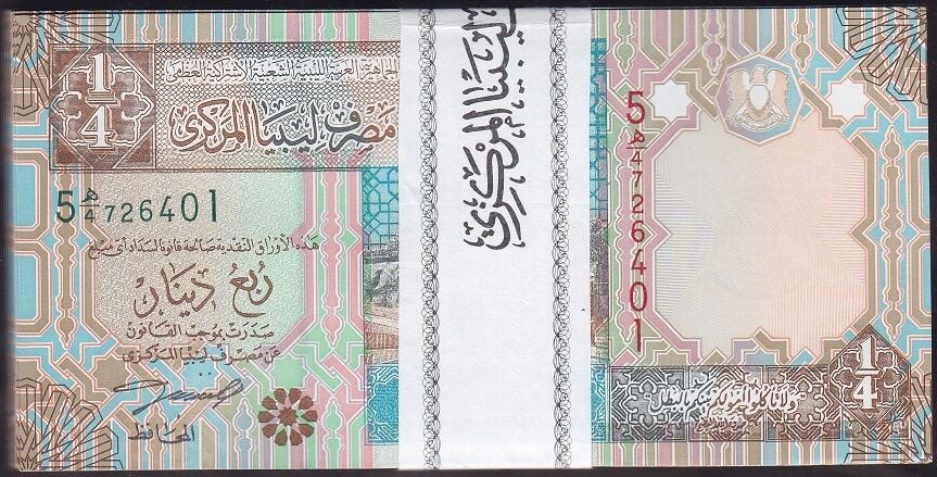 Libya 1/4 Dinar 2002 Çil Deste (100 Adet)