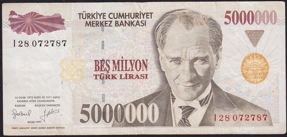 7.Emisyon 5 000 000 Lira I28 072787 Çok Temiz+