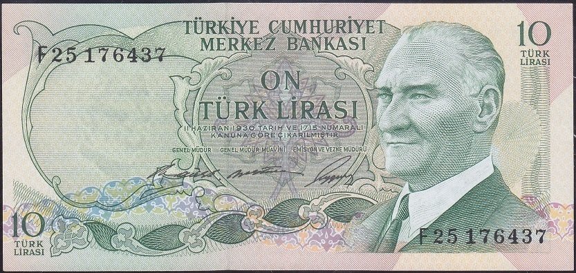 6.Emisyon 1.Tertip 10 Lira F25 176437 Çilaltı