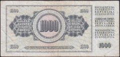 YUGOSLAVYA 1000 DİNAR 1981 ÇOK TEMİZ