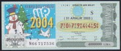 2003 31 ARALIK ÇEYREK BİLET S SERİSİ