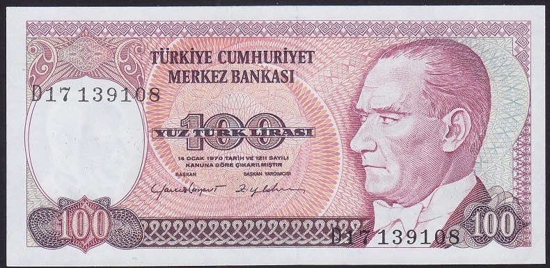 7.EMİSYON 2.TERTİP 100 LİRA D17 139108 ÇİLALTI ÇİL