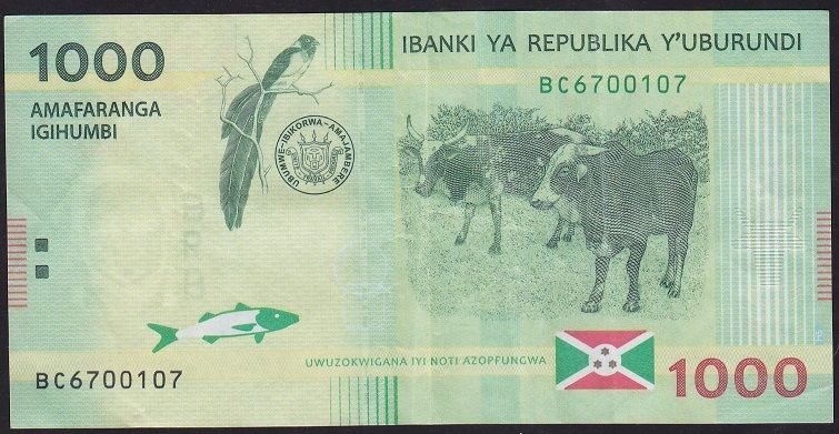 Burundi 1000 Frank 2015 Çok Temiz+