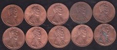 AMERİKA 1 CENT 1990-91-92-93-94-95-96-97-98-99 YILLARI 10 ADET LOT