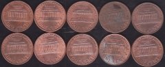 AMERİKA 1 CENT 1990-91-92-93-94-95-96-97-98-99 YILLARI 10 ADET LOT