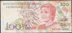 Brezilya 100 Cruzeiros 1989 Ççt ( kat yok lekeler var )