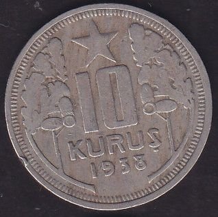 1938 Yılı 10 Kuruş