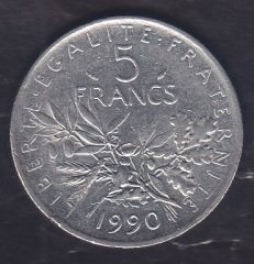 FRANSA 5 FRANK 1990 eski para mezat