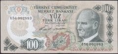 6.Emisyon 1.Tertip 100 Lira A56 002883 Çok Temiz+