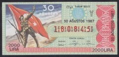 1987 30 AĞUSTOS YARIM BİLET Y SERİSİ