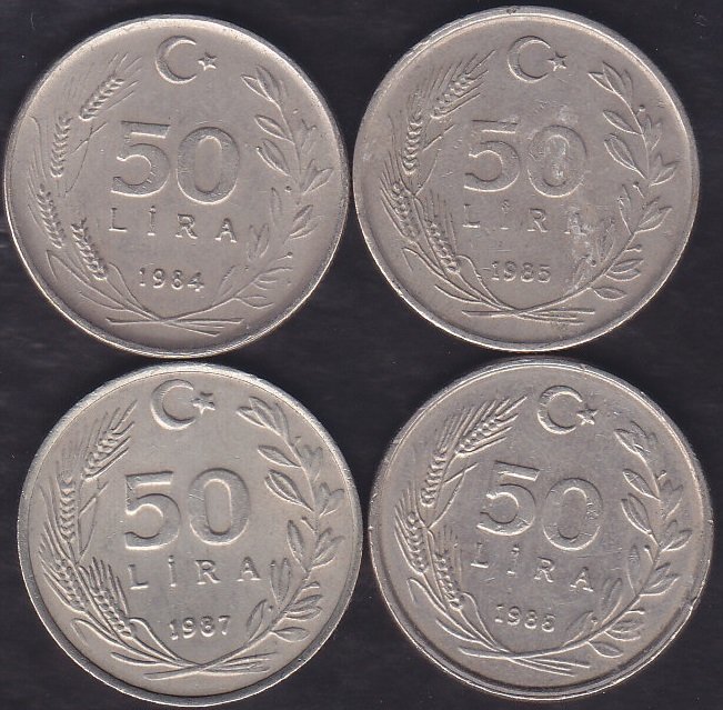 1984-85-86-87- YILI 50 LİRA TAKIM  (4 ADET)